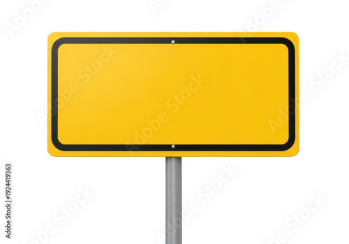 Wallpaper Mural A blank yellow rectangular road sign with a gray pole in the background isolated on transparent background Torontodigital.ca