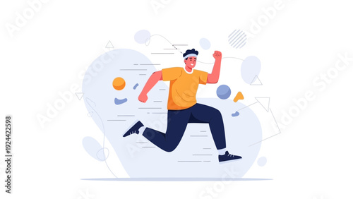 Man Running Fast - Dynamic Motion Illustration