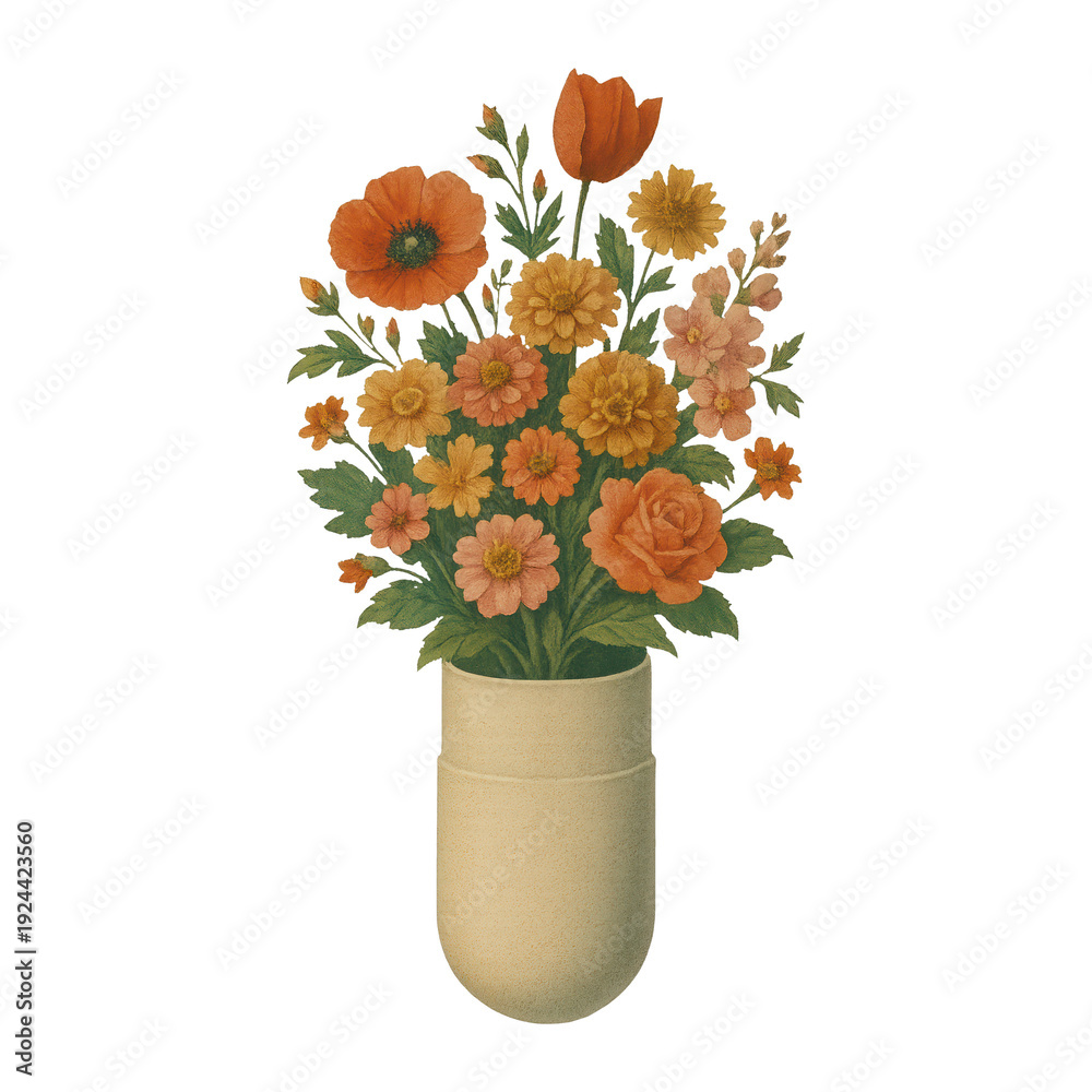 Obraz premium PNG Vibrant floral bouquet illustration