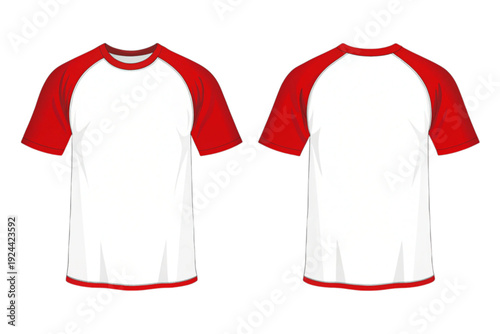 Red and white short sleeved T shirts for design and branding