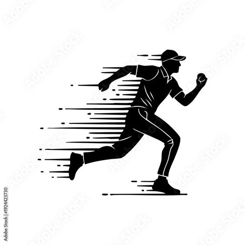 fast bowler running with ball