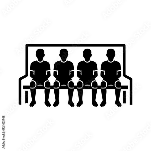 Football bench icon with players sitting