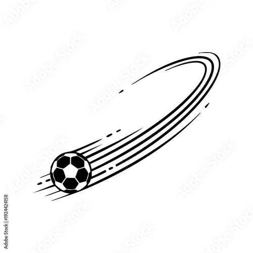 Animated football motion lines showing curved pass trajectory