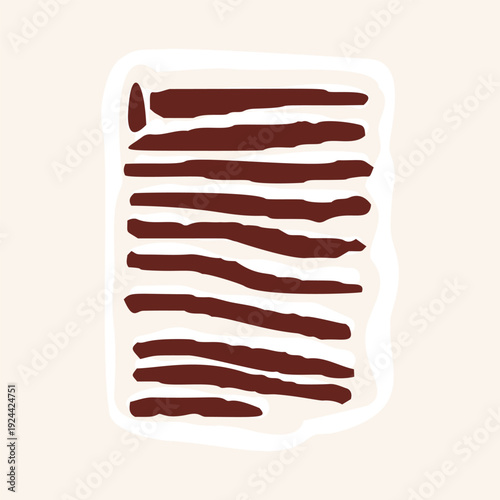 Organic abstract hand drawn line stripe textured effect accent illustration. Isolated flat vector motif. Grunge broken scratched flecked texture design for urban modern stylised sticker icon element