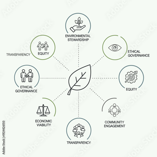 Business strategy and decision making process illustration with people and icons.