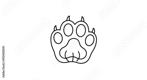 Simple Outline Of A Paw Print With Claws