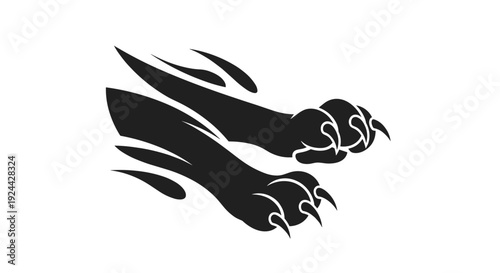 Aggressive Black Cat Paws with Sharp Claws