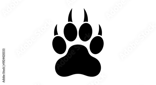 Black Wolf Paw Print on White Background