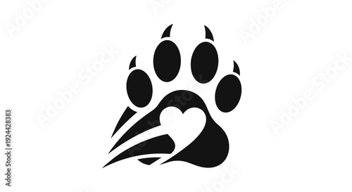 Black Paw Print With Heart Graphic