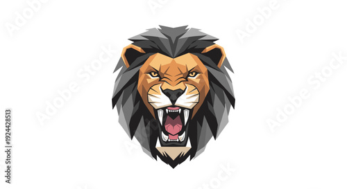 Fierce Lion Head Logo Aggressive Roar Geometric Style