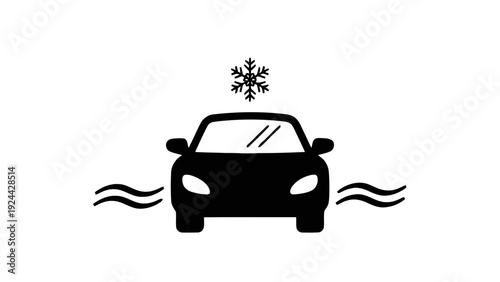 Vector illustration of car air conditioning system icon with snowflake symbol on a transparent background