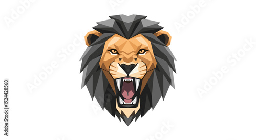 Fierce Geometric Lion Head Logo Design