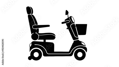 Vector illustration of mobility scooter icon black silhouette on a transparent background
