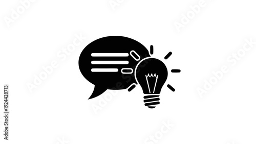 Vector illustration of communication and idea generation concept icon silhouette on a transparent background