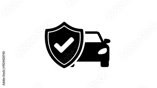 Vector illustration of car insurance protection shield checkmark security safety icon vector on a transparent background