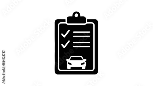 Vector illustration of car inspection checklist clipboard icon vector graphic on a transparent background