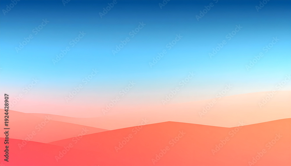 Fototapeta premium A minimalist, abstract landscape features soft, flowing gradients of colors that blend 