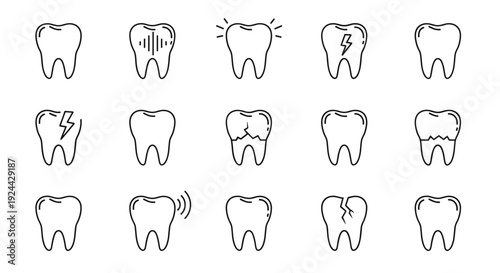 Set Of Tooth Problems Icons