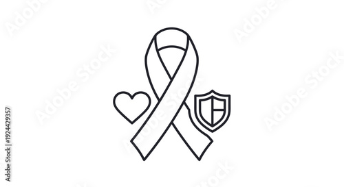 Awareness Ribbon with Heart and Shield