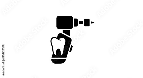 Hand Holding Dental Drill With Tooth Icon