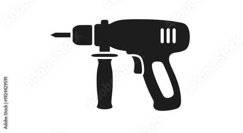 Black Silhouette Of A Cordless Power Drill