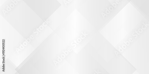 abstract white and gray geometric background with overlapping transparent squares and diamond shapes for modern design