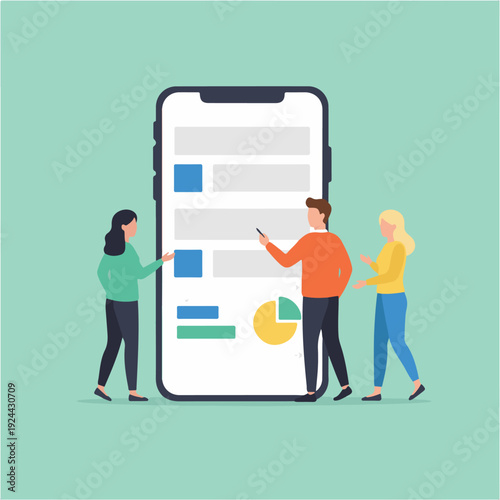 Developers working on mobile app interface