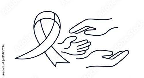 Ribbon and Hands Symbolizing Support and Care