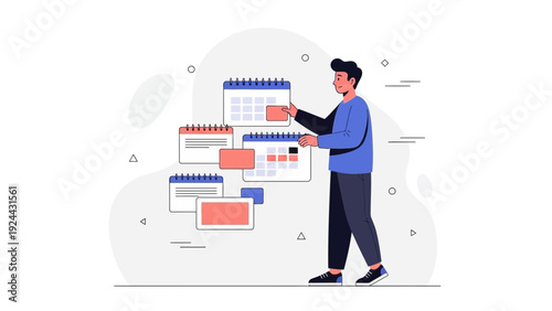 Man Planning and Organizing Schedules with Calendars