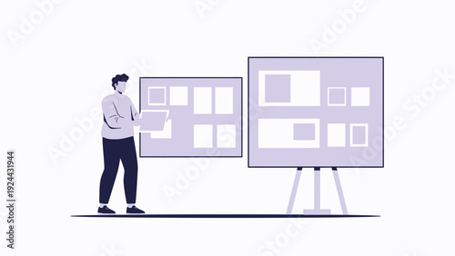 Man Planning Project on Digital Boards and Screens