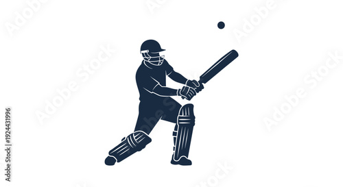 Silhouette Of A Cricketer Batting