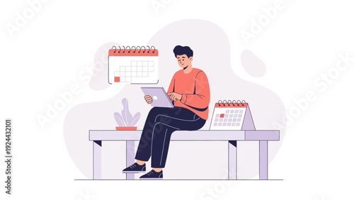 Man planning schedule on laptop with calendars, business concept