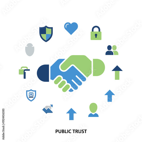 Handshake with security icons around it.