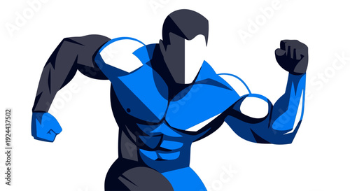 Muscular man flexing arm in modern geometric flat design illustration EPS10 Stock.eps