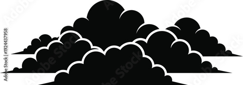 Black cloud formation on white background