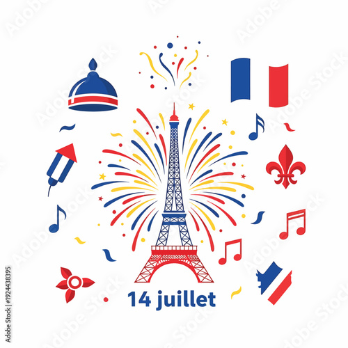 Eiffel Tower Fireworks Display Celebration Paris.