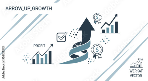 Abstract business growth concept rising arrow charts and financial symbols