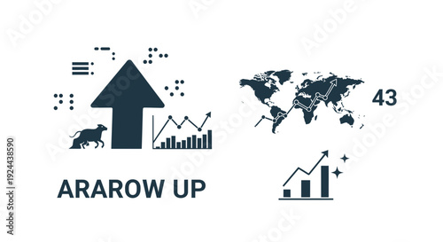 Abstract financial growth illustrations on a clean white background