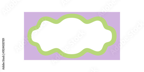 Groovy cartoon rectangle border with scallop shape and wavy edge. Retro frame and y2k background in a graphic style, abstract element with playful form trendy look.