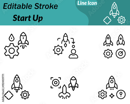 A Start-Up icon in character style features an excited entrepreneur standing next a glowing light bulb a rocket taking off. Symbolizing innovation and growth. The character can wear casual business.