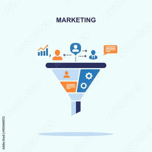 Marketing Funnel Process Flow Diagram.