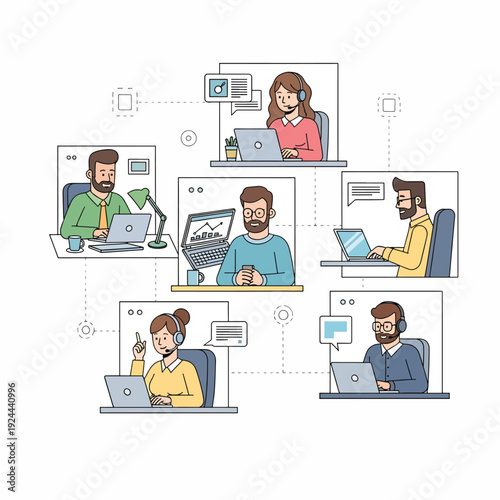People working on computers remotely.