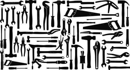 Collection of various hand tools and equipment