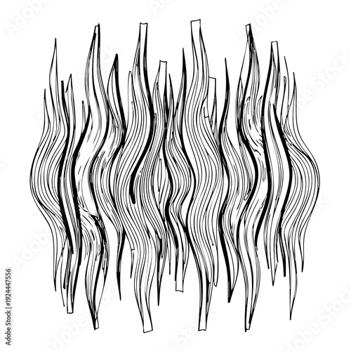 Black and white abstract wavy lines pattern design element.