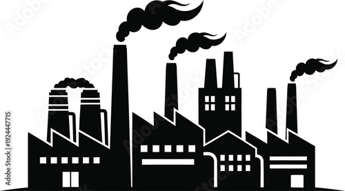 Industrial factory with smoking chimneys