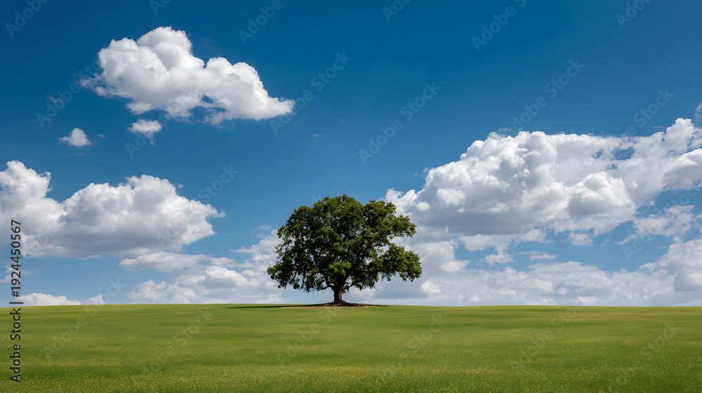 Obraz premium Solitary tree under blue sky