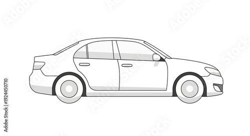 Clean vector illustration of a white sedan car isolated on white background