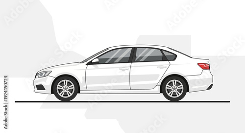 Clean white sedan car illustration against a neutral background