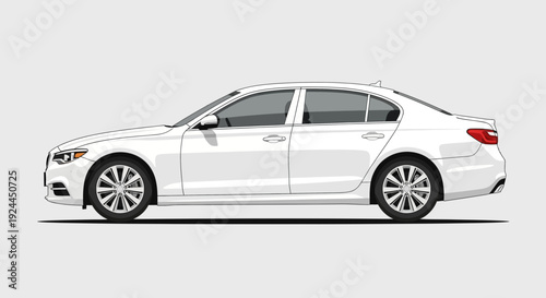 Clean white sedan car illustration against a neutral background for design