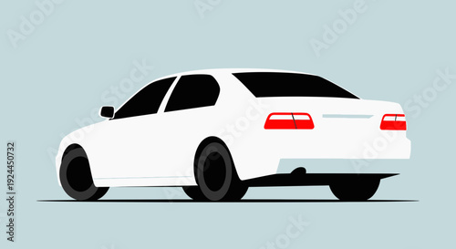 Clean white sedan car illustration against light blue background